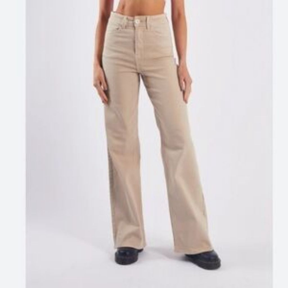 Women's Boho Western Kensie Jeans Beige Cream Corduroy Wide Leg Pants Size 10